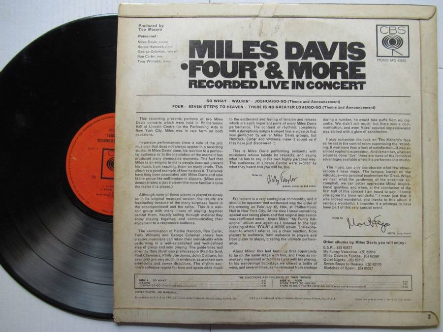 MILES DAVIS - FOUR & MORE - UK - VG+ / VG