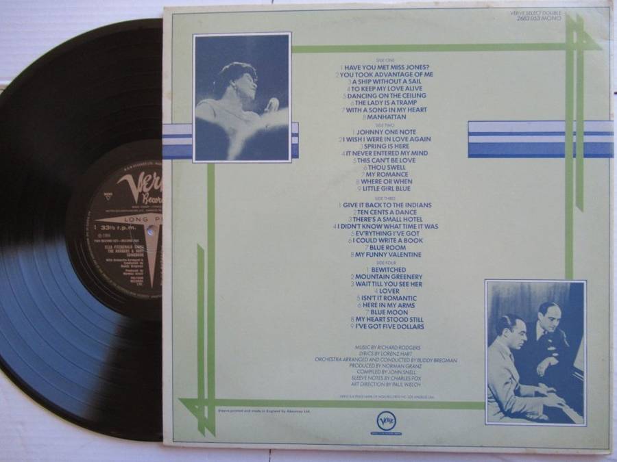 ELLA FITZGERALD - SINGS THE RODGERS & HART SONGBOOK - UK VG /VG+ 2 LP GATEFOLD