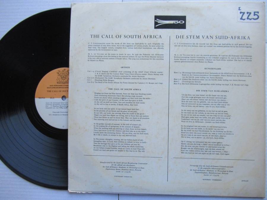 DIE STEM VAN SUID AFRICA - THE CALL OF SOUTH AFRICA - RSA - VG / VG+