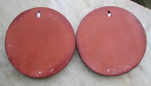 Hand Painted Wall Art Folk Pottery x 2 Plates approximate diameter 17 cms