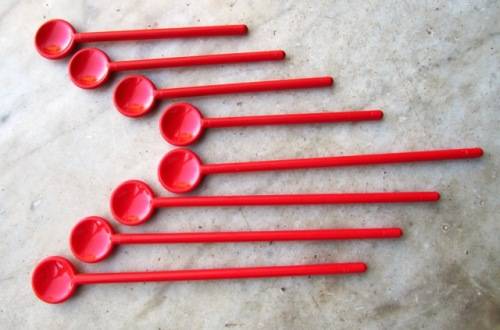Bodum Stir Sticks Red x 4 Coffee 20 cms, 4 x Tea 13.5 cms Circa 1980's Swiss Made