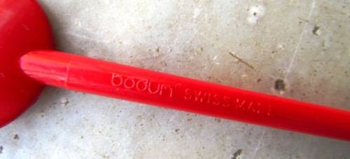 Bodum Stir Sticks Red x 4 Coffee 20 cms, 4 x Tea 13.5 cms Circa 1980's Swiss Made