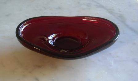 Murano Bowl. Red. Approx. 19cm L x 13cm W x 4cm H