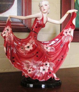 Goldscheider Art Deco Figurine. Made in Austria.Approx.42cmh x 40L.