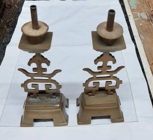 Brass Oriental Incense Burner / Candle Holder x 2 vintage