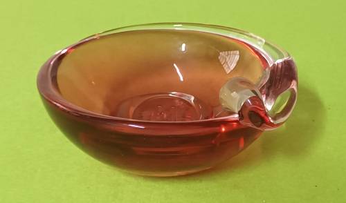 Murano Glass Heavy Bowl Pink Vintage approximately L 14 x H 6.5