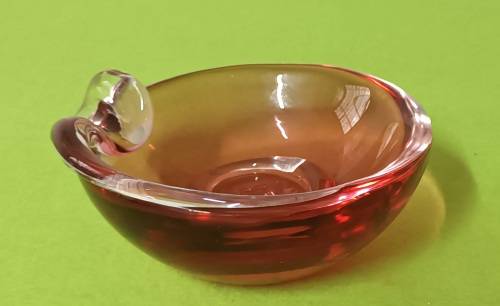Murano Glass Heavy Bowl Pink Vintage approximately L 14 x H 6.5