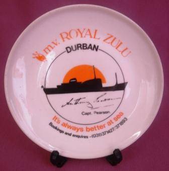 M.V. Royal Zulu - Durban - Plate Signed by Captain Anthony Pearson