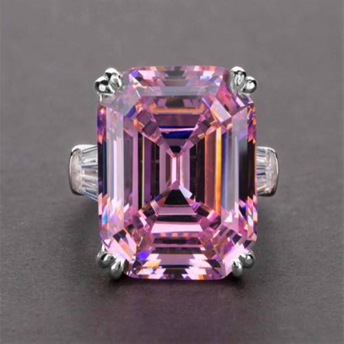 La Vu Pink Crystal Sapphire Gem  Gold Plated Wedding Ring
