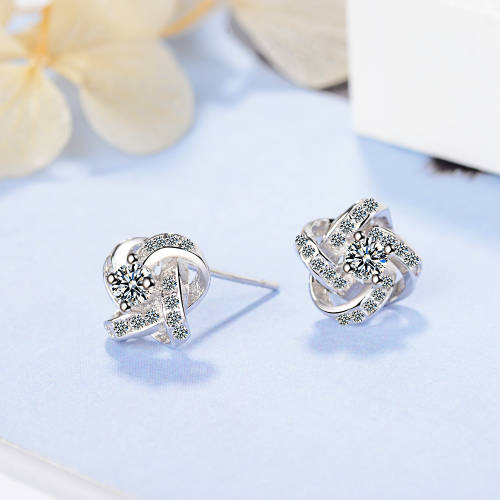Four Leaf Clover Choker Earrings  Flower 925 Sterling Silver Jewelry
