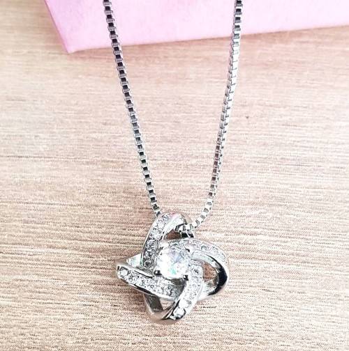 Four Leaf Clover Choker Necklace & Earrings Set  Flower 925 Sterling Silver Pendant Jewelry