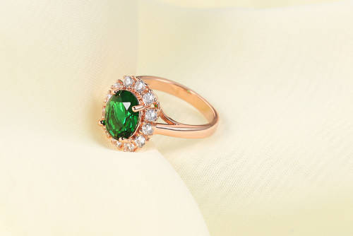 Villa Rose Ring Rose gold Emerald Green Austrian Crystal jewelry