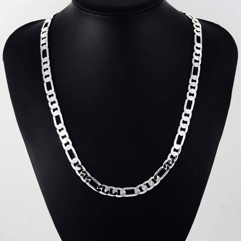 Figaro Chain Necklace  8MM 20` 50cm Silver 925 Silver