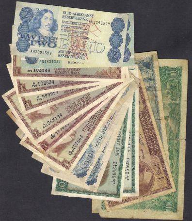 RSA TW De JONGH, G De KOCK, C RISSIK & MH De KOCK BANKNOTES LOT