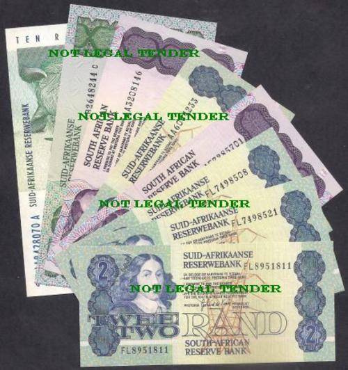 RSA G De KOCK R 2 x 2 & R 5 x 1 BANKNOTES & C STALS R2 x 1 R 5 x 1 & R 10 x 2 - UNC !