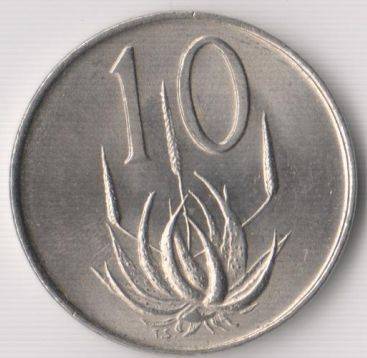 1965 SOUTH AFRICA 10 cent COIN AFRIKAANS -UNC