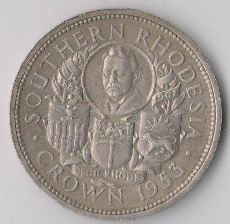 1953 SOUTHERN RHODESIA CROWN SILVER COIN