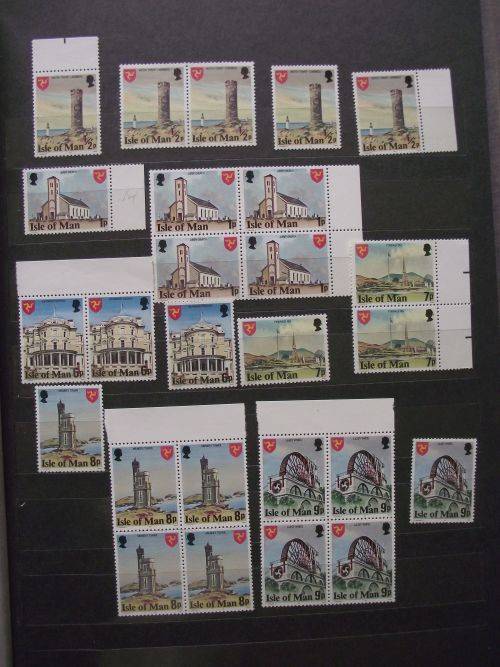 GREAT BRITAIN ISLE OF MAN MINT NEVER HINGED LOT 9 PAGES