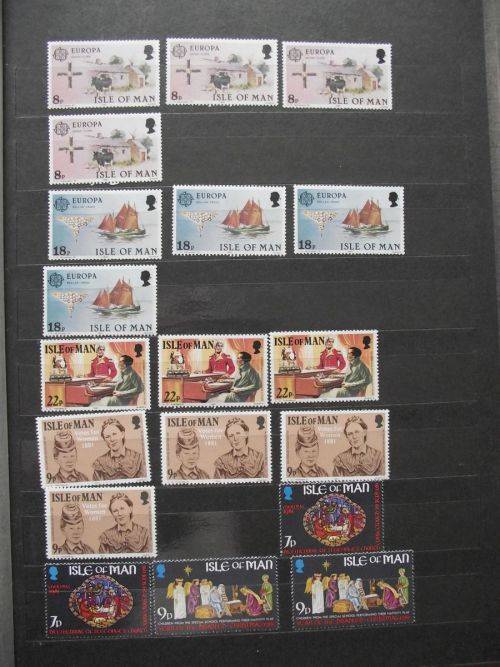 GREAT BRITAIN ISLE OF MAN MINT NEVER HINGED LOT 9 PAGES
