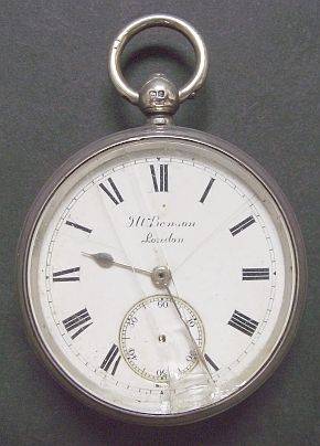 VINTAGE 1902 J.W BENSON SILVER LUDGATE POCKET WATCH WITH KEY - NOT WORKING