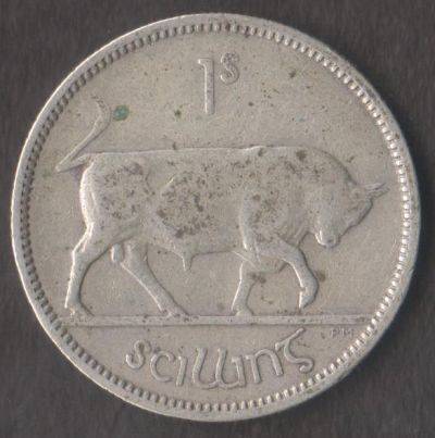 1939 IRELAND 1 SHILLING SILVER COIN