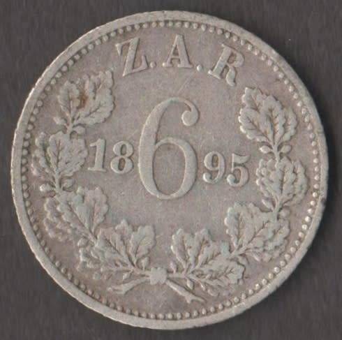 1895 ZAR SIX PENCE SILVER COIN