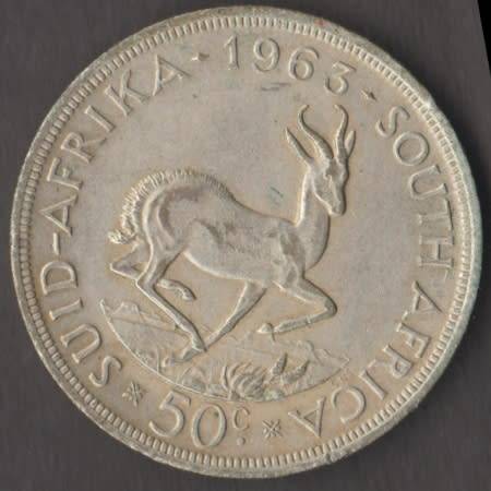 1963 SOUTH AFRICA 50 CENTS SILVER COIN