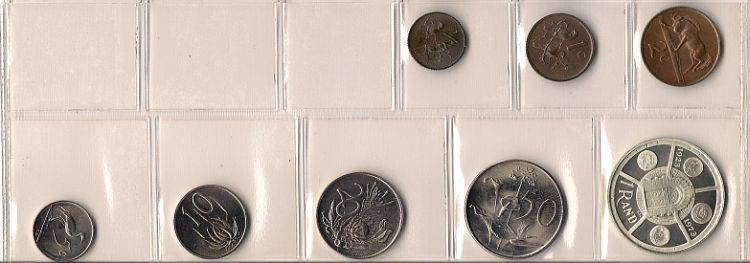1974 RSA COMPLETE UNC COIN SET WITH SILVER R 1 !