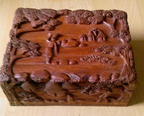 African art kiaat jewellery case