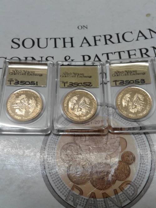 1986 PROOF PROTEA  JOHANNESBURG 100 YEARS 1/10 th FINE GOLD  SERIESBX 3