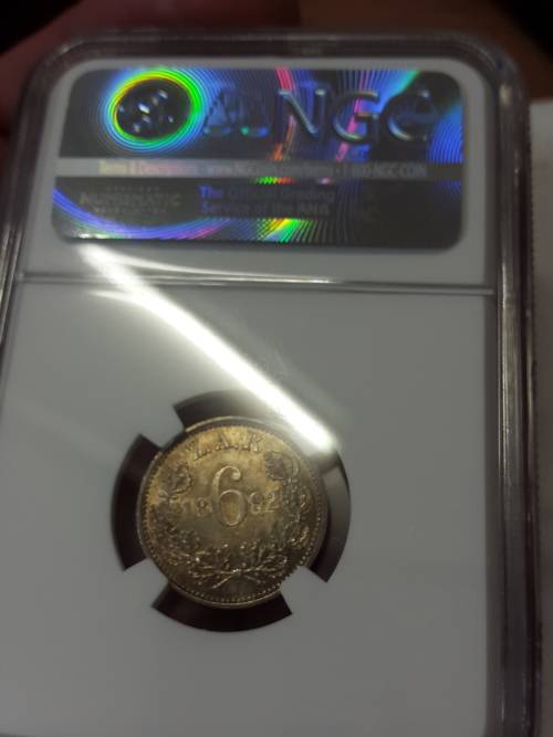 1892 ZAR 6 D MS 62 BY NGC