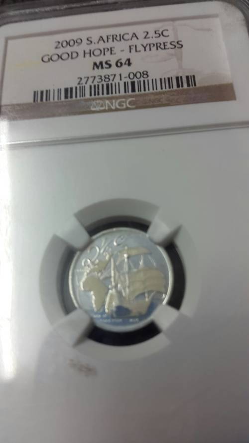 2009 RSA SILVER FLYPRESS TICKEY GOOD HOPE  GRADED MS 64   BY NGC