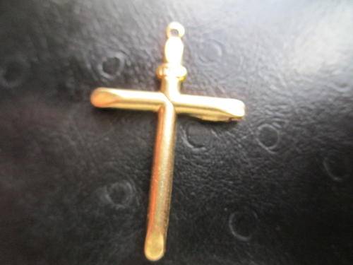 LARGE SOLID GOLD CROSS PENDANT 39MM LENGHT