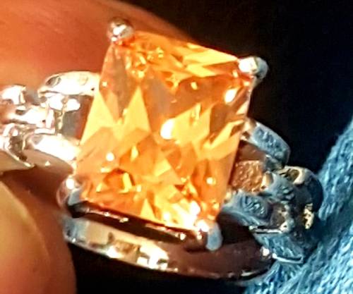 Vintage sterling silver ring with internally flawless citrine