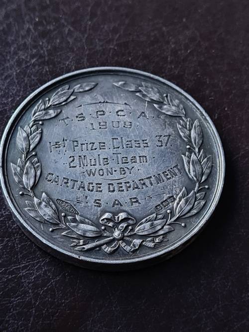 5 x Medals won by SOUTH AFRICAN RAILWAYS DURING 1906 - 1910.  A heavy 278.3 grams of sterling silver