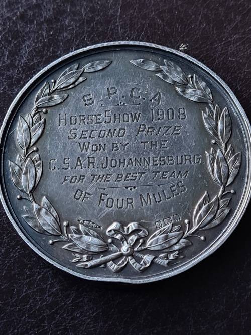 5 x Medals won by SOUTH AFRICAN RAILWAYS DURING 1906 - 1910.  A heavy 278.3 grams of sterling silver