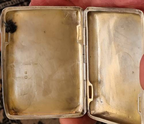 Antique solid sterling silver cigar case, Birmingham 1913. Weight 53.55 sterling silver