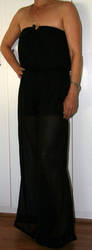 Kelso - Black Chiffon Boob Tube Jumpsuit - size 6