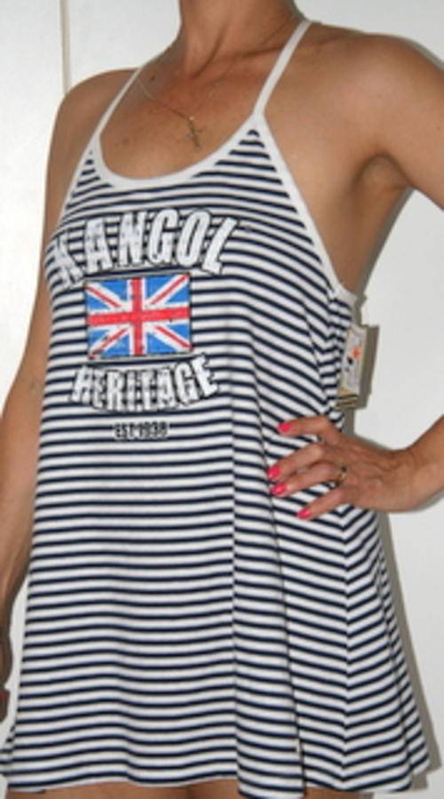 Kangol - Navy Stripped Race Back Vest - size large