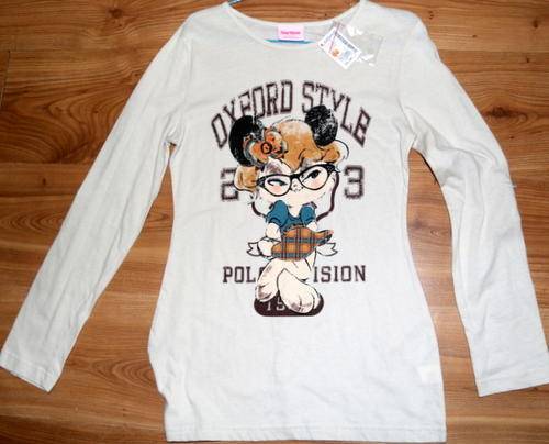 New Wave - Cream Round necked long sleeved Tee Shirt - Size 13-14years