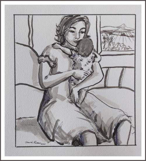 DANTE RUBIN RARE INK DRAWING A RARE FIND 27 X 25 CM