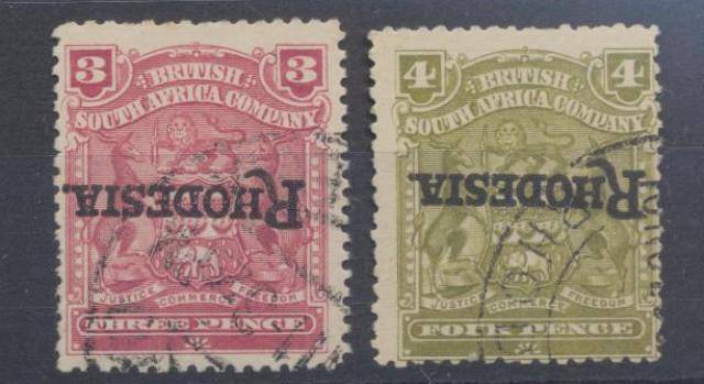 1909 BSAC  - 3d &m 4d  WITH INVERTED OVERPRINT , FINE USED