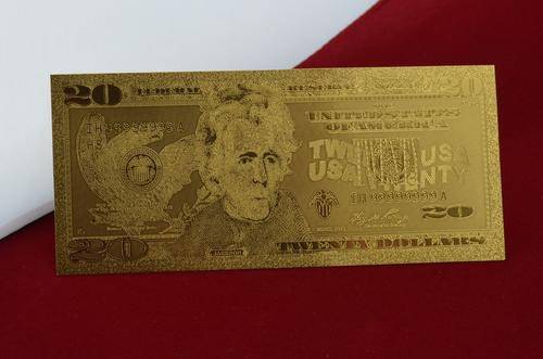 United States Of America 24 Kt 0.999 GOLD Foil $20 Dollar Bank Note