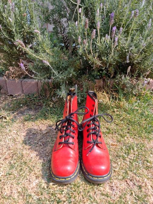 Genuine Vintage Dr Martens Red with Heel Made in England Size 4 VGC