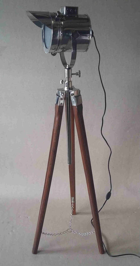 Rosewood and aluminium tripod lamp stand and feature lamp fitting