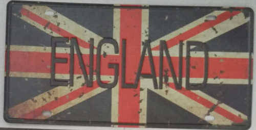 England embossed metal license plate              mt19