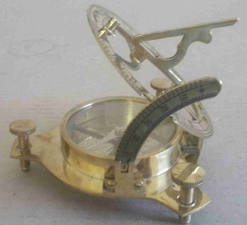 Sundial compass brass in solid rosewood and brass box