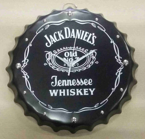 Jack Daniel's bottle cap embossed metal clock.