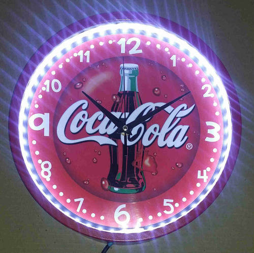 Coca-cola illuminated clock. 30cm Diameter