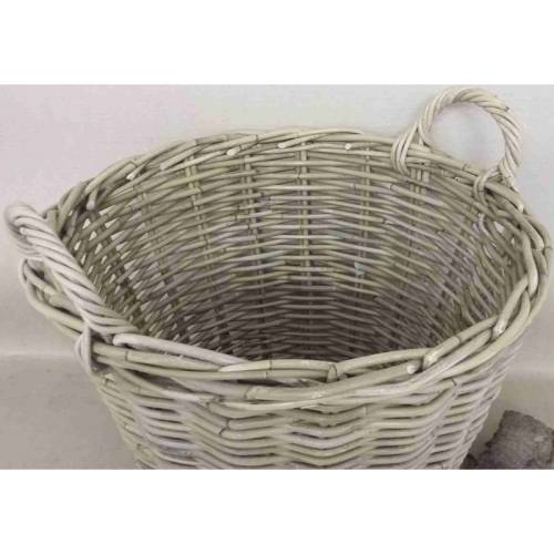 Fireplace. Log basket. Woven cane